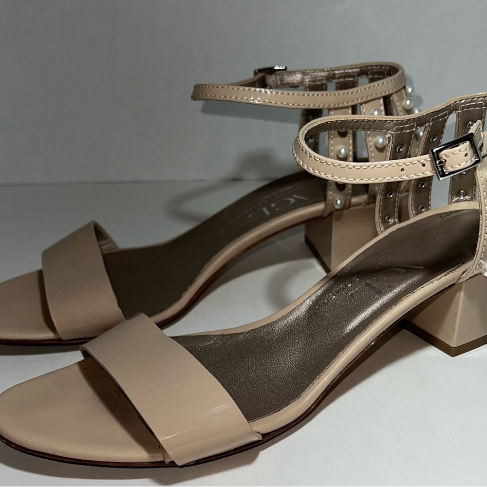 Attilio Giusti Leombruni Boule Pearly Bead Ankle Strap Block Heel Dust Rose